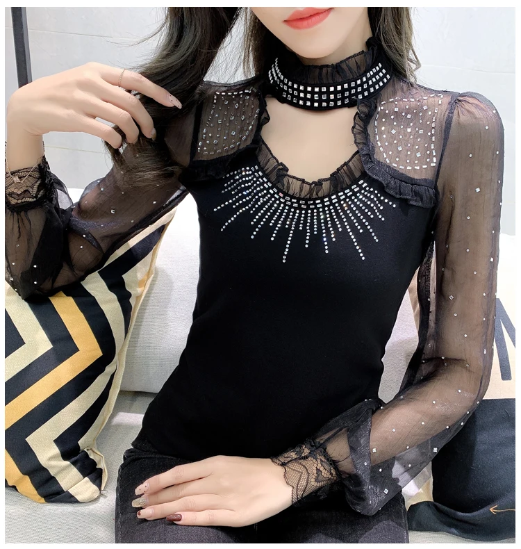 Кружевной Леопардовый пуловер с вышивкой футболка 2020 Новая женская облегающая