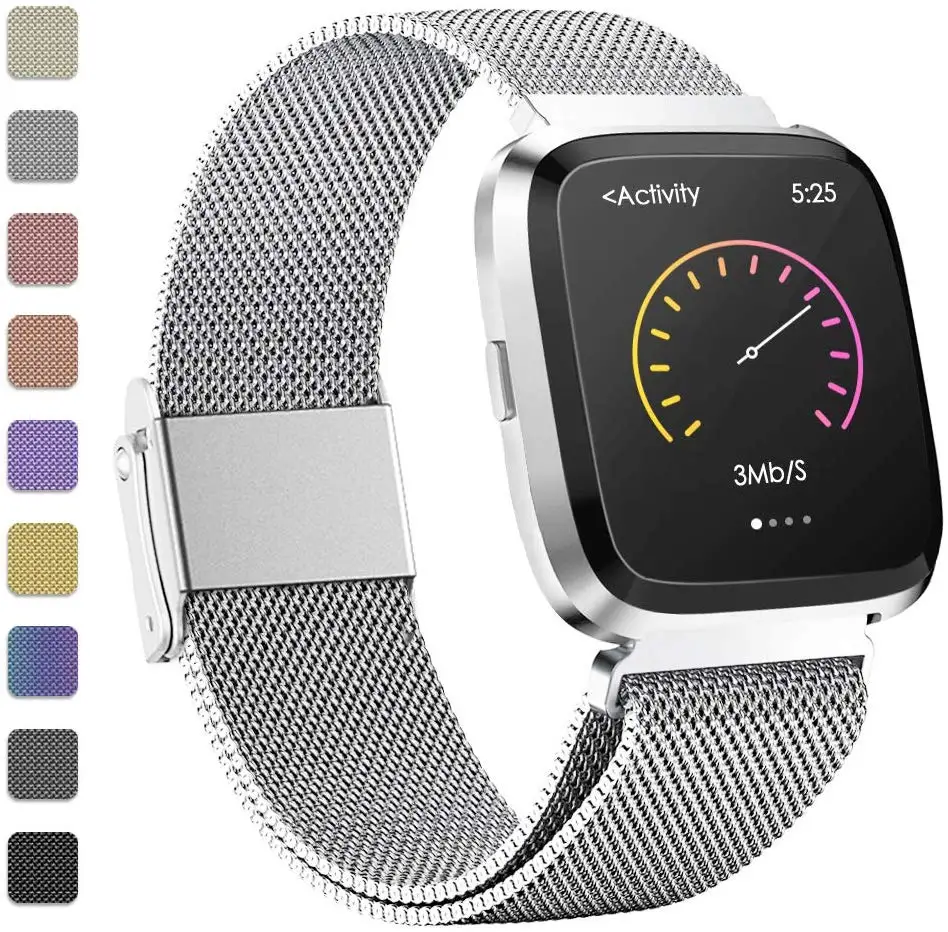 Ремешок металлический браслет из нержавеющей стали для Fitbit Versa ремешок на запястье Миланский Магнитный Браслет fit bit Lite Verse 2 Band аксессуары