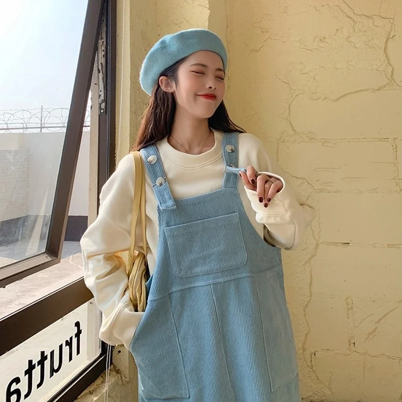 

Sleeveless Dress Women Corduroy n Style Fashion Dresses Womens Ulzzang Chic Ins Casual Loose Harajuku Ladies Stylish Daily