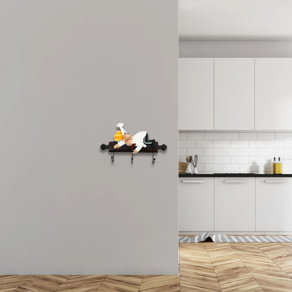 

1 Pc Cartoon Chef Design Punch Free Wall Hooks Self-Adhesive Kitchen Hooks