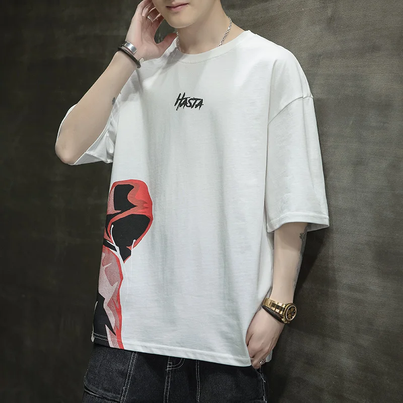 

Men's Summer Casual Fashion Element Faceless People in Red Printing T-Shirt Japan Style B222-3755