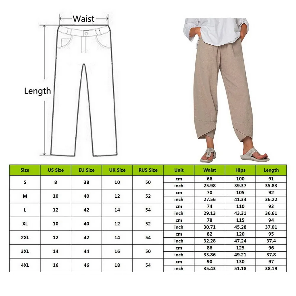 

Vintage Solid Color Harem Pants Women Trousers Casual Elastic Waist Cotton Linen Wide Leg Pants Loose Pantalon Summer Pant Plus