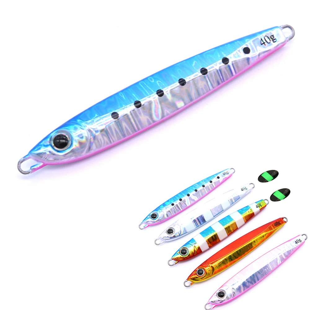 

CASTFUN Slow Jig GUN 2 Casting Jig 10g 20g 30g 40g 60g 1pc Artificial Bait Fishing Jigging Metal Jig Fishing Lure Glow