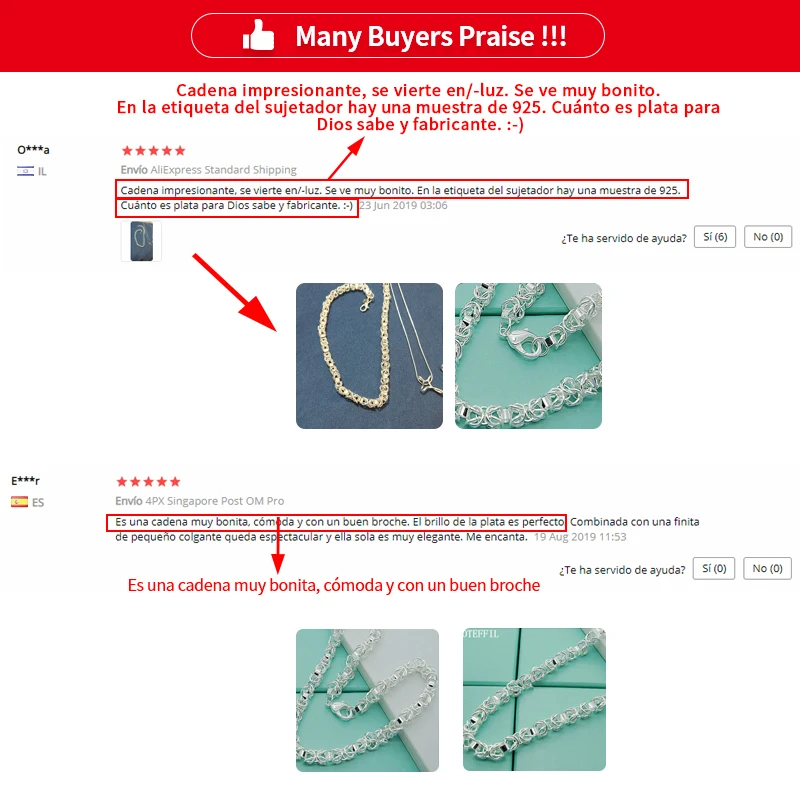 Мужские и женские вечерние цепочки DOTEFFIL ожерелье из стерлингового серебра 925