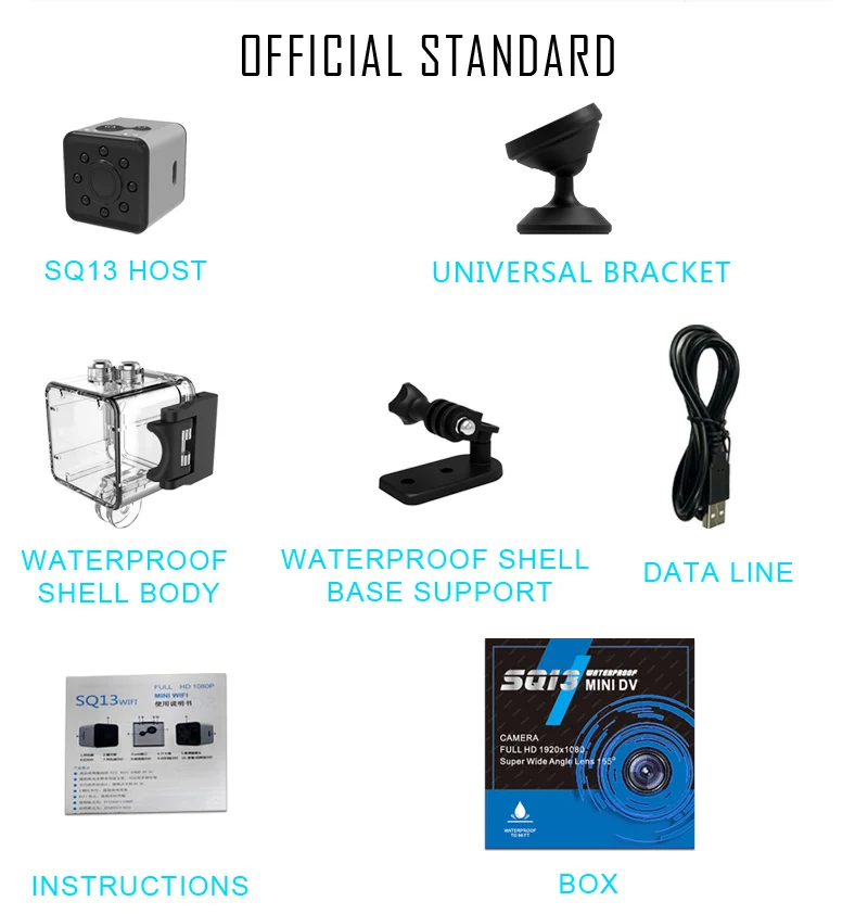 

SQ13 Camera Wifi Waterproof Sports Camera Night Vision Wide Angle 1080P HD Outdoor Camera
