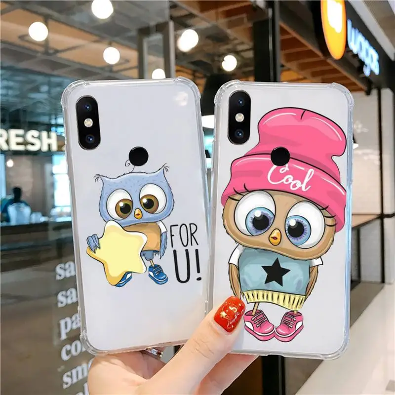

Cartoon Girl Gifts Cute Owl lovers Phone Case Transparent For Xiaomi CC 9 11 MAX3 Mix3 MIX2 6X 8 5x 10S 11 10 X SE lite Pro