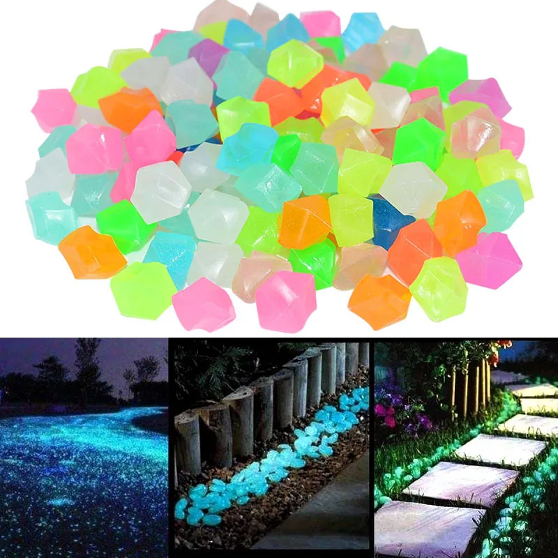 

300 шт., светящиеся камни, светится в темноте гальки, разные цвета