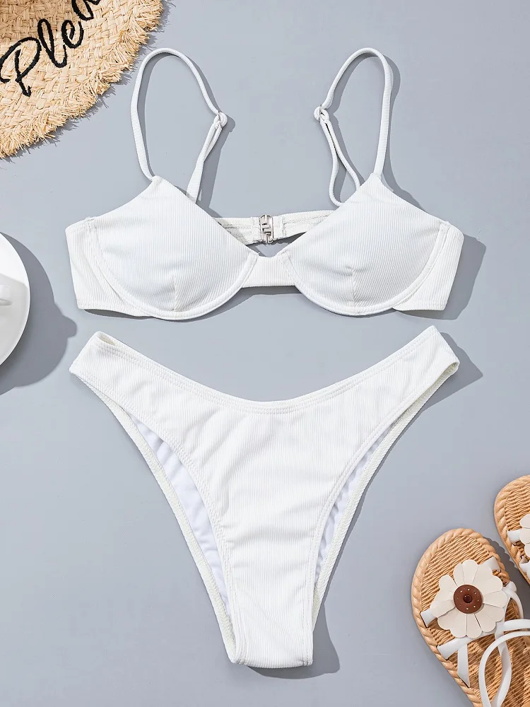 

Invisible Stripes Bikini Suit 2021 Summer Beachwear Women Sexy Swimwear Rigid Support Bathing Suit Feminine Luxury Lingerie Set