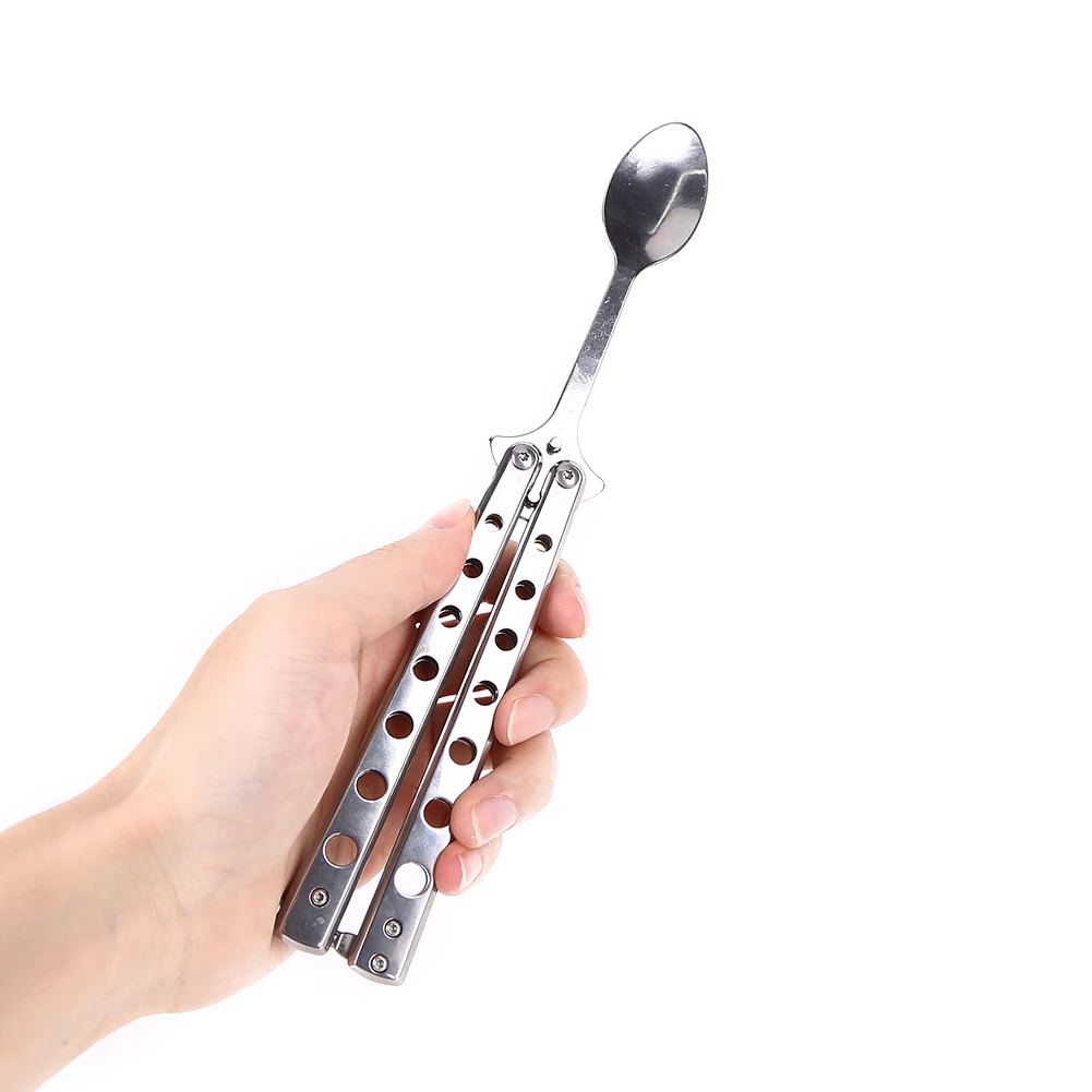Складная ложка-бабочка вилка Balisong тренировочная ложка уличная посуда для