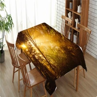 autumn and winter scenery tablecloth golden leaves snow scene pattern waterproof cloth thicken rectangular wedding table cloth