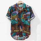 Womail 2019 Новое поступление повседневная брендовая рубашка с принтом Мужская рубашка с коротким рукавом на пуговицах свободная модная мужская пляжная гавайская рубашка M-4XL