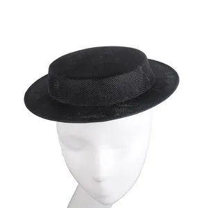 Оптовая продажа, плоская шляпа-федора, 5 шт.лот, 31 см, белая, черная льняная Свадебная шляпка невесты, аксессуары DIY, вечерние головные уборы для женщин