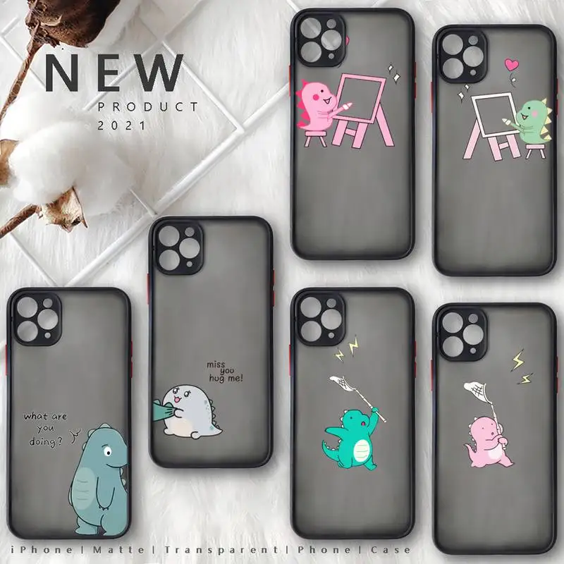 

Little dinosaur cute cartoon Phone Case matte transparent For iphone 7 8 11 12 plus mini x xs xr pro max cover