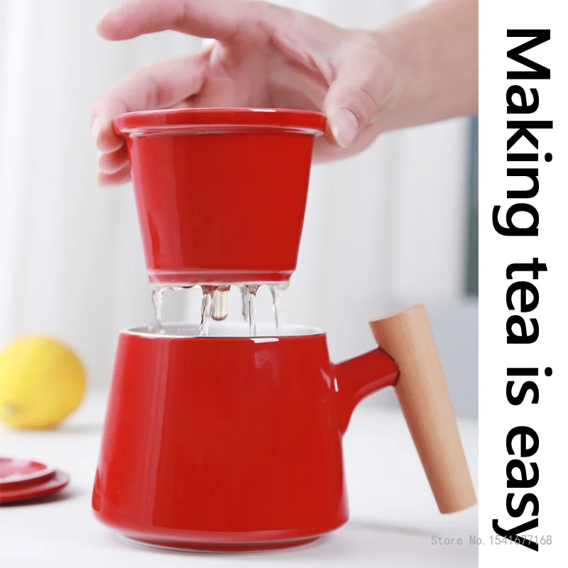 

Mug Ceramic Tea Cup Personalized Filter Tea Cup with Lid Tea Separation Cup Custom Flower Tea Cup Office Cup