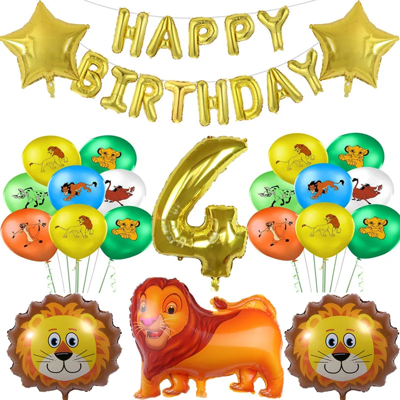 

1set Lion King Latex Balloon Cartoon Party Supplies Kion Guard Jungle Animals Pet Zoo Foil Ballons Kid Happy Birthday Globos Toy
