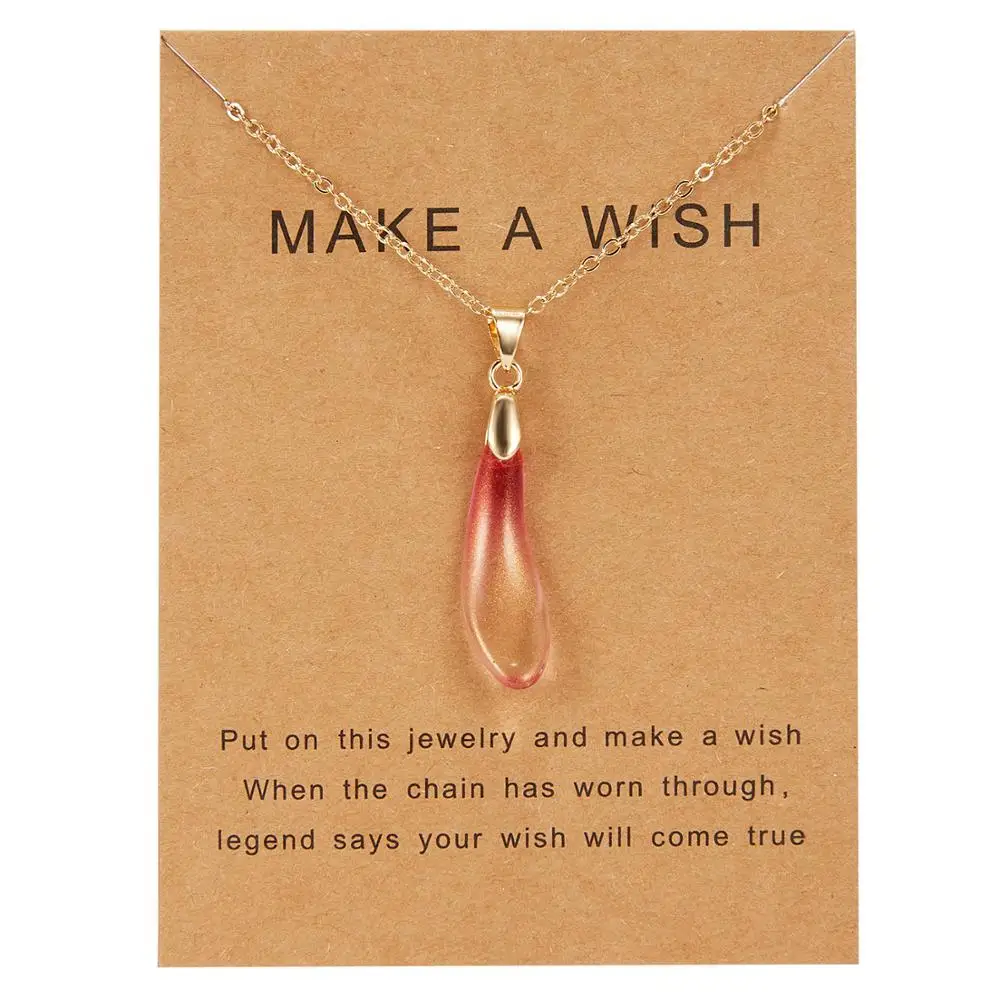 Wish Card, чокер с медальоном с камнем, ожерелье для женщин, Золотая цепочка, ожерелье, Женский дружеский подарок, ювелирные изделия - Окраска металла: RED