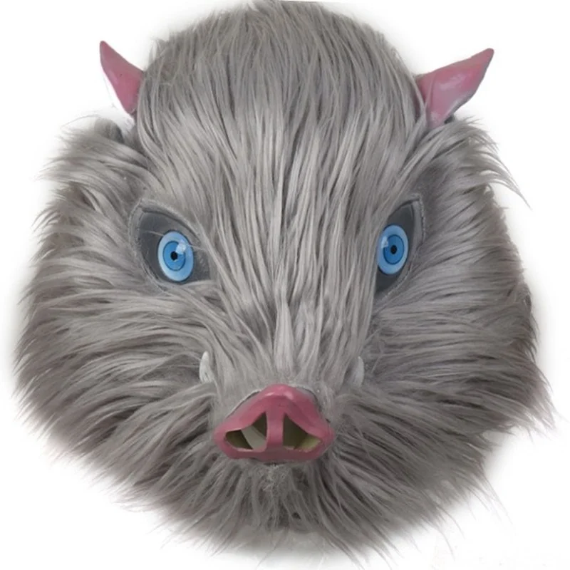 

Anime Inosuke Hashibira Mask Helmet Demon Slayer Kimetsu No Yaiba Cosplay Hood Hair Pig Mask Headwear Carnival Costume Prop