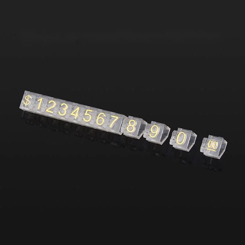 

4*6mm 10 Strips Mini Price Display Cube Adjustable Price Tag Jewelry Price Display Counter Stand Number Letter Dollar Price