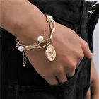 Bohe Шарм искусственная жемчужина, кулон, браслет из бисера браслет Женская повязка стимпанк замок толстая цепочка браслет для женщин, ювелирное изделие