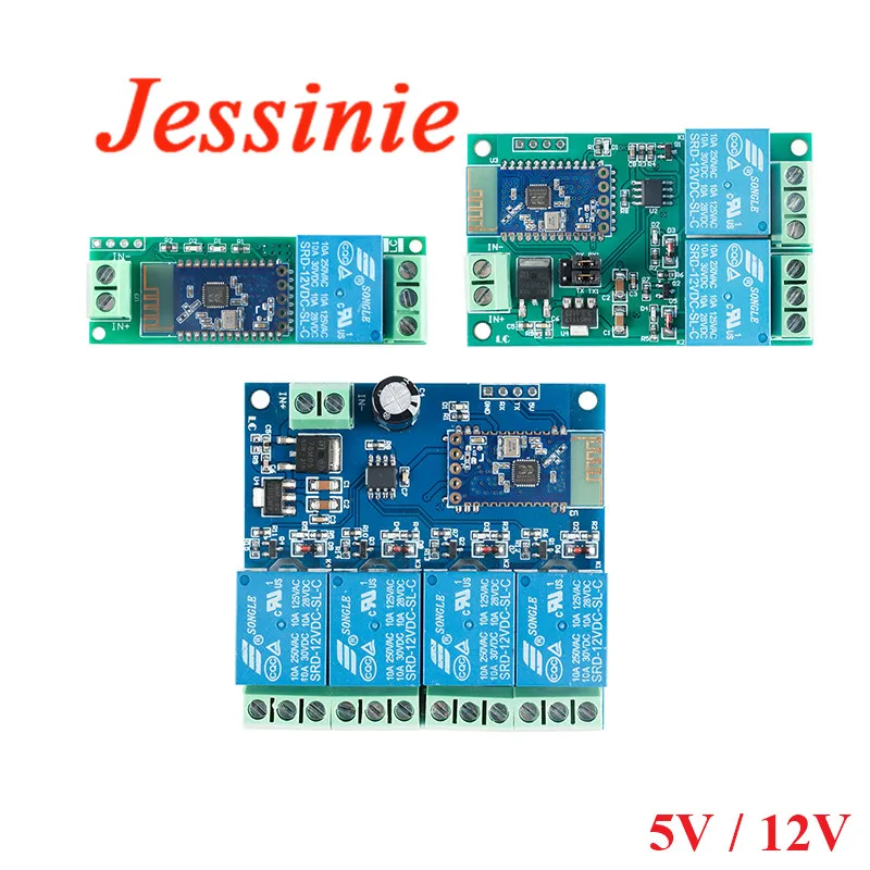 Релейный модуль совместимый с Bluetooth 1/2/4-канальный 5 В 12 | Электронные компоненты и