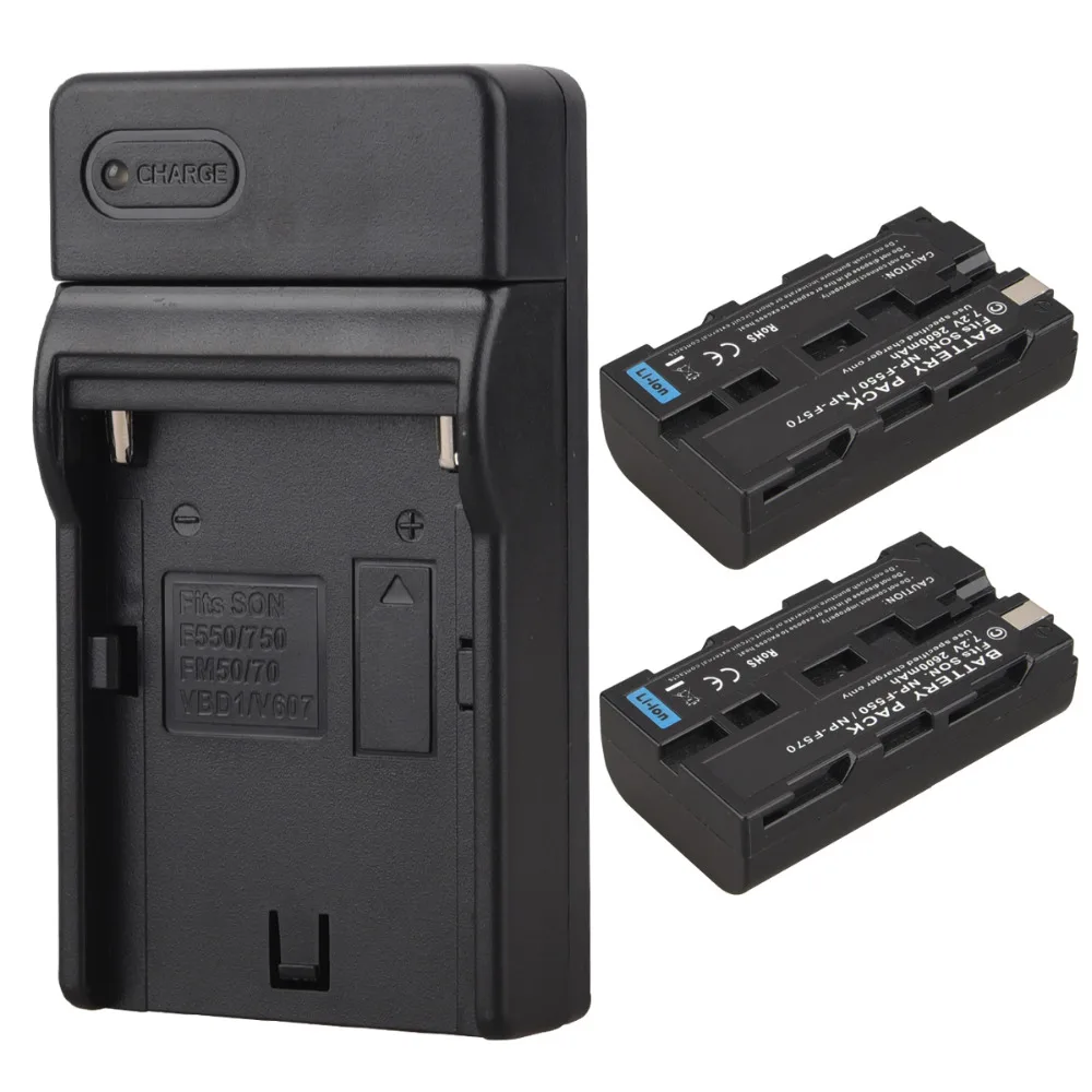 2 battery 1 charger 2600 мАч NP-F550 NP-F570 перезаряжаемые Цифровые Батареи для Sony NP F550 F570 NPF550 NPF570 камера батарея+ настенное зарядное устройство - Цвет: 2 battery 1 charger