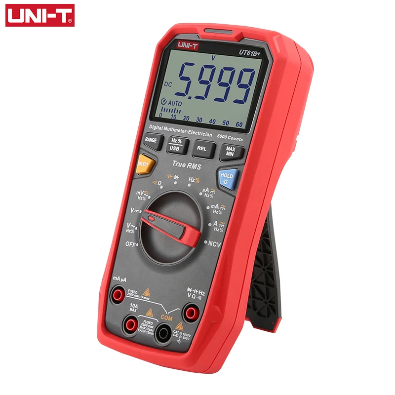 UNI T UT61B + блок мультиметр Цифровой 6000 отсчетов ЖК дисплей DC AC 1000V True RMS Авто Диапазон
