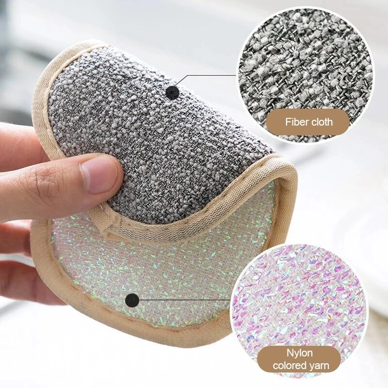 

Dish Brush Double Sided Scouring Pad Reusable Cleaning Magic Sponges Cloth Kitchen Cleaning Tools Wipers Dish Towels