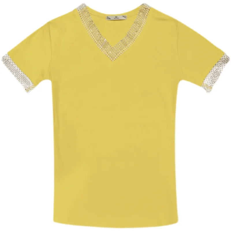 

Korean Clothes Women Short Sleeve Shirts Summer New Bottom Shirt V-neck Fashion Cotton Blouse Loose White Shirt Mesh Top 13592