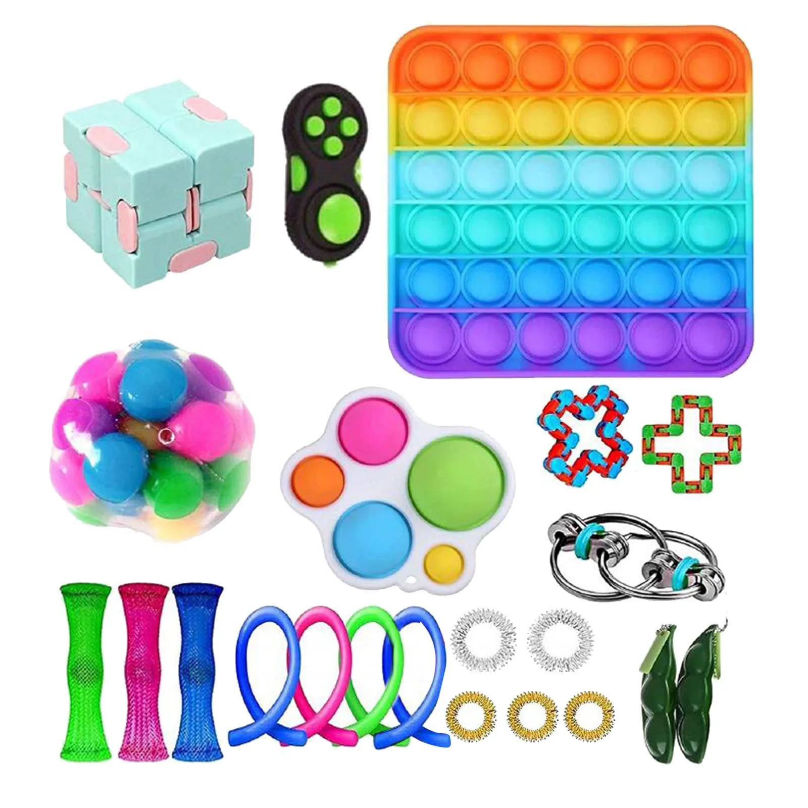 

20PC HOT Fidget Toys Sensory Toy Set Antistress Relief Autism Anxiety Anti Stress Bubble For Kids Adults Among Us