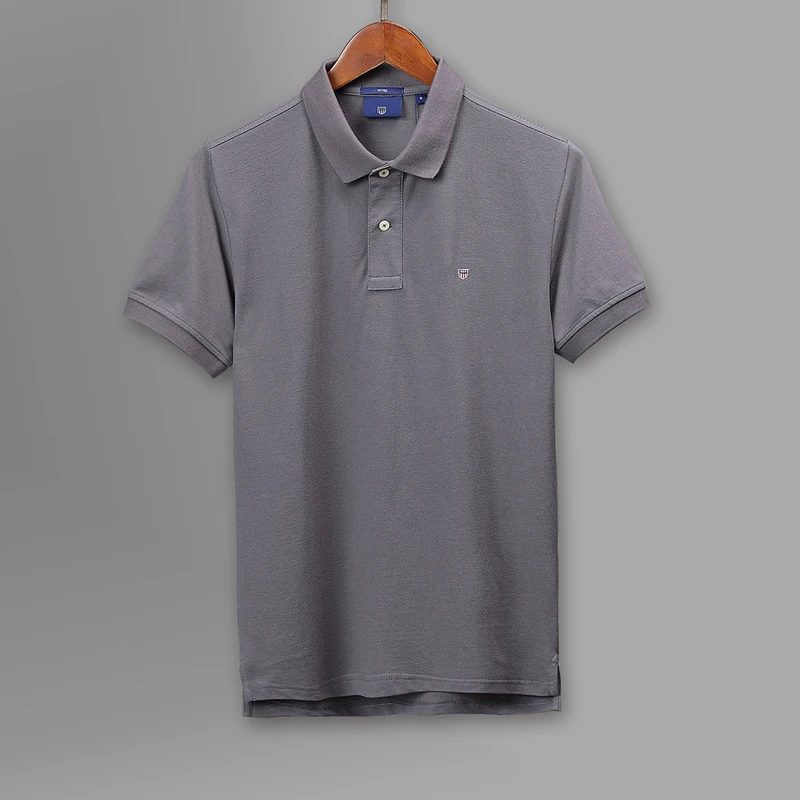 

High Quality Gan Top Men's Short Sleeve Polo Shirts Summer 100%cotton Casual Polo Shirt Men Fashion Homme Shield Embroidery