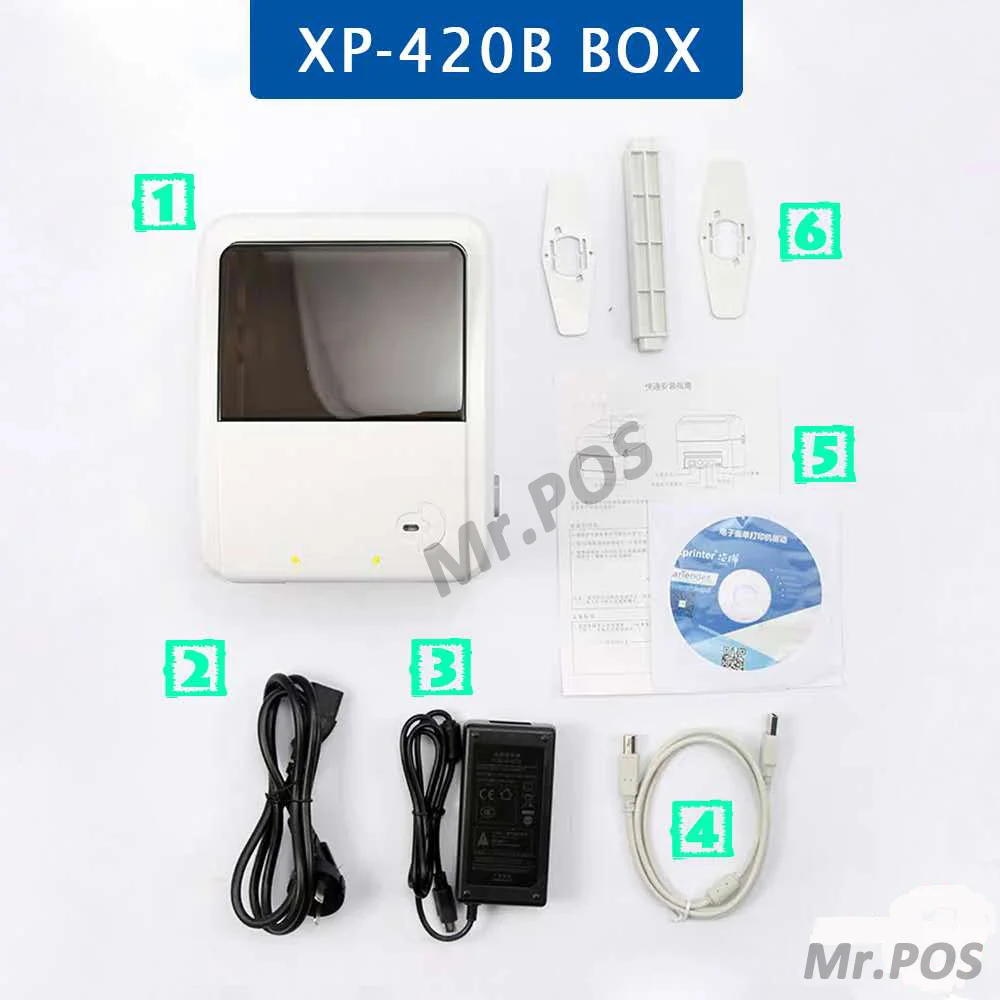 XPrinter XP-420B Bluetooth термальный принтер для этикеток размер A6 waybill AWB печать QR-кода с ПК