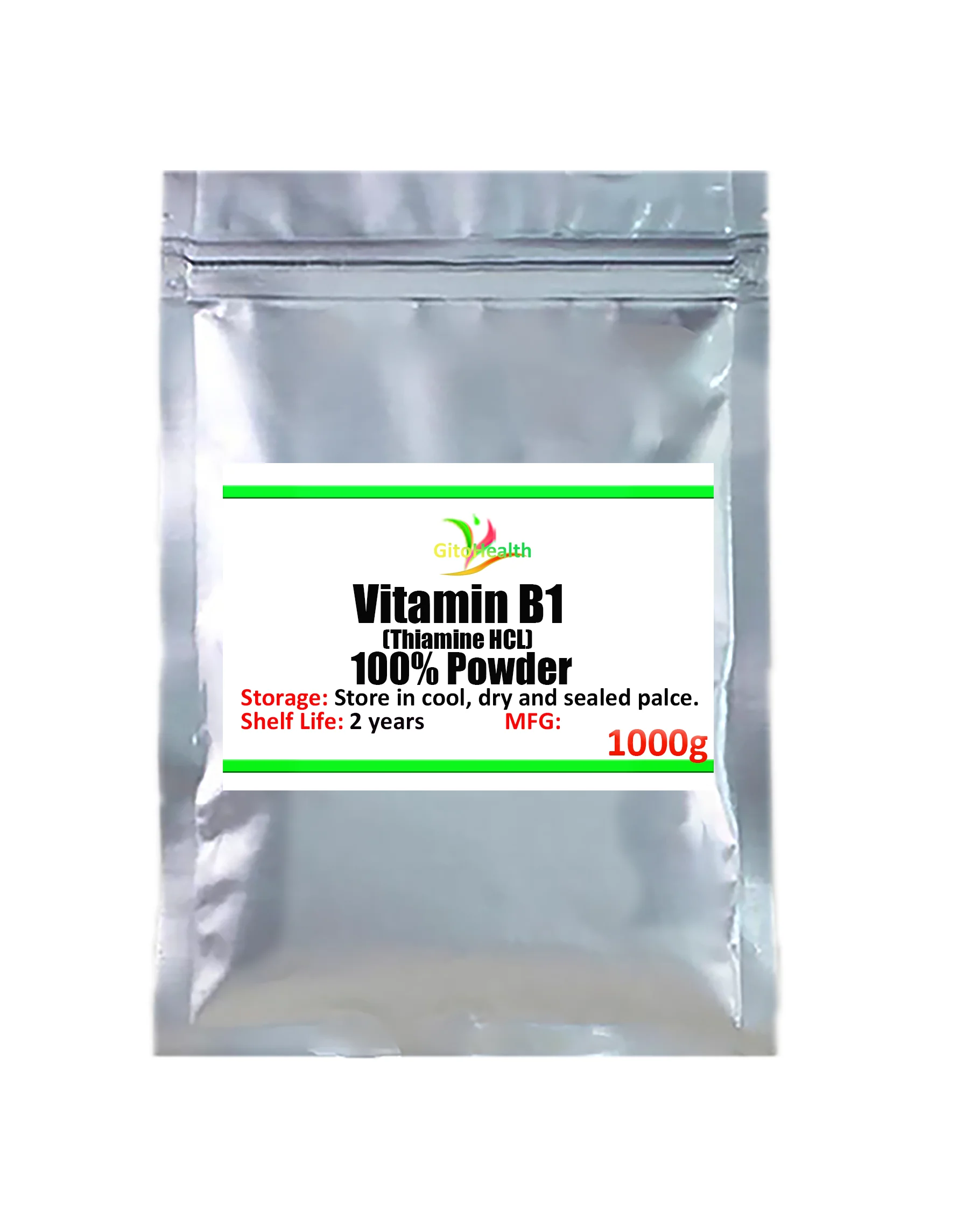 

100g-1000g. 100% high quality vitamin B1 (thiamine hydrochloride) powder, energy metabolism, nervous system health, overall heal