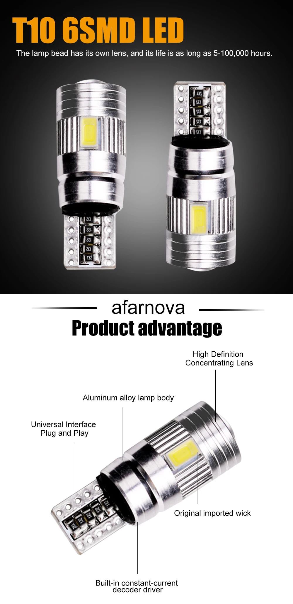 10х машина светодиодный T10 W5W Canbus 5630 6-SMD 12V 168 194 лампы сигнала поворота номерной знак лампы резервные багажник ошибок