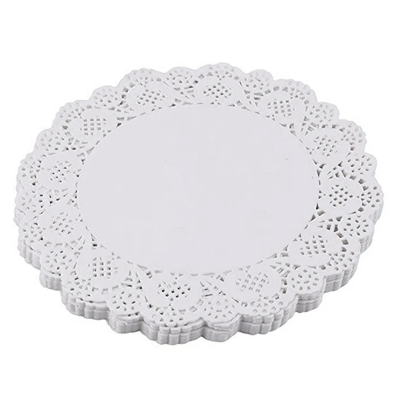 

300Pcs Eco-Friendly Cute Round Lace Paper Doilies Craft Cake Placemat for Wedding Birthday Party Decoration