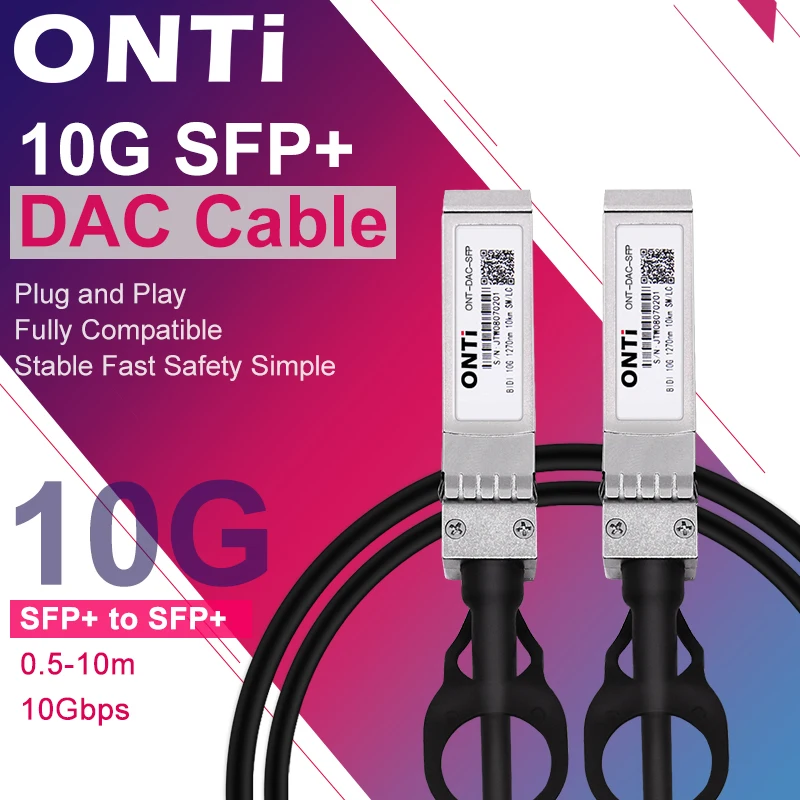 ONTi 10G SFP+ Twinax Cable, Direct Attach Copper(DAC) Passive Cable, 0.5-10M, for Cisco,Huawei,MikroTik,HP,Intel...Etc Switch