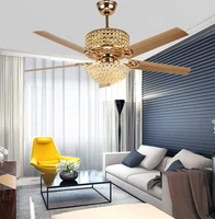 52inch retro crystal fandelier modern double crystal chandelier 3 speeds ceiling fans light for living room bedroom