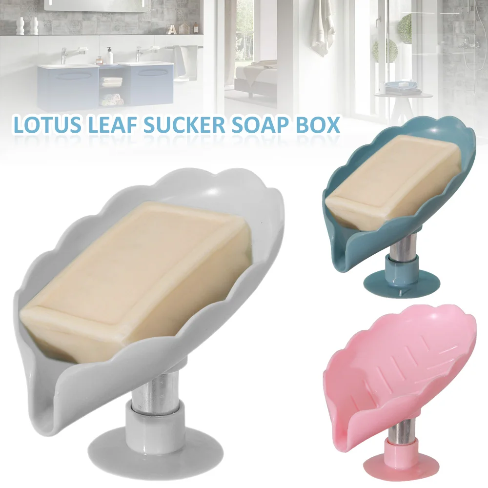 

New Leaf-shaped Soap Box Self-draining Soap Holder Sucker Lotus Leaf-shaped Laundry Soap Box Bathroom Kitchen Accessories