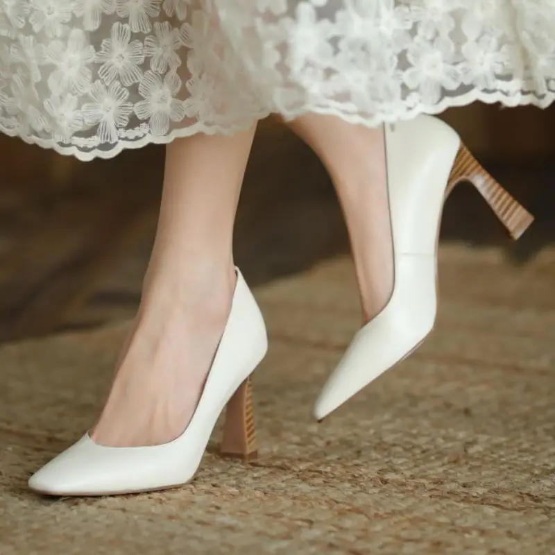 

Rizabina Real Leather Women Pumps Fashion Thick High Heel Shoes Woman Square Toe Spring Retro Office Lady Footwear Size 34-39