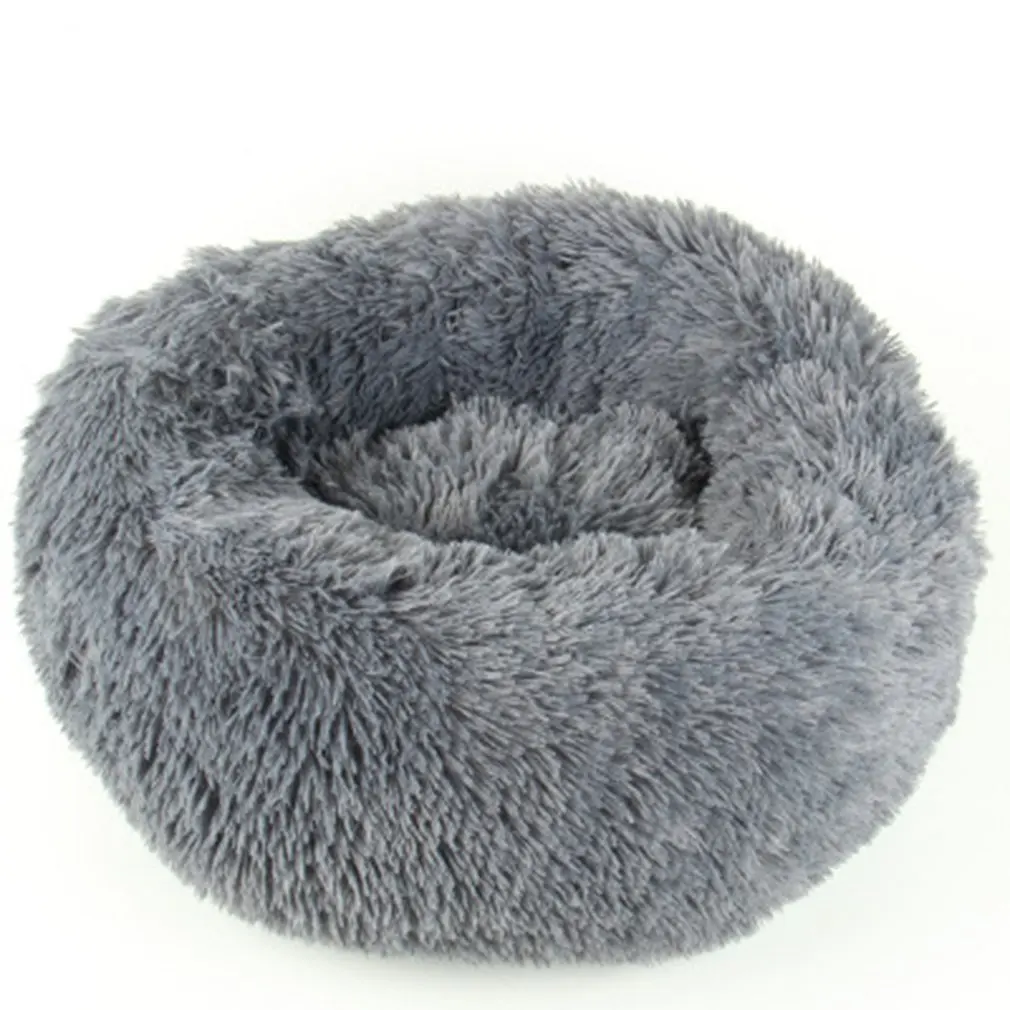 

40/50/60/70/80cm Round Long Plush Cat Bed Pet House Soft Mat Dog Bed For Small Dogs Cats Nest Sleeping Bed Puppy Cushion