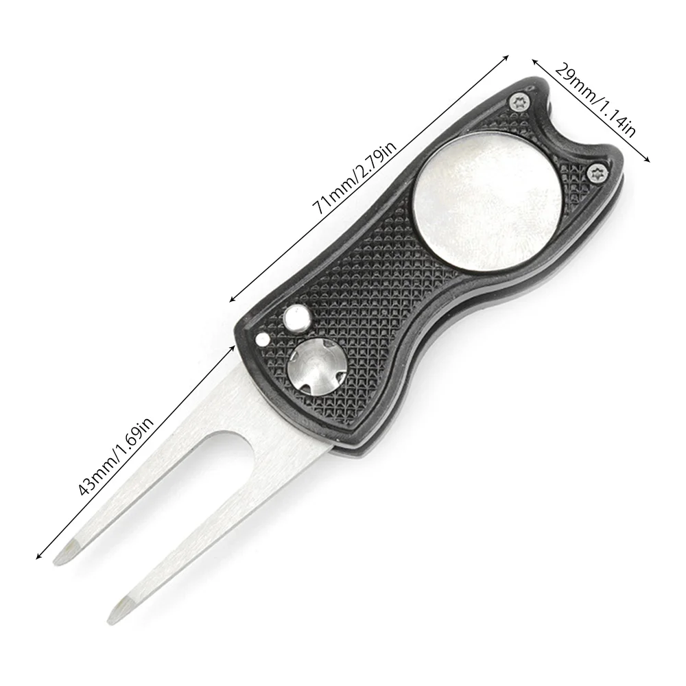 

Mini Foldable Golf Green Fork Divot Tool Ball Marker Pitchfork Putting Fork Training Repair Switchblade Pitch Groove Cleaner
