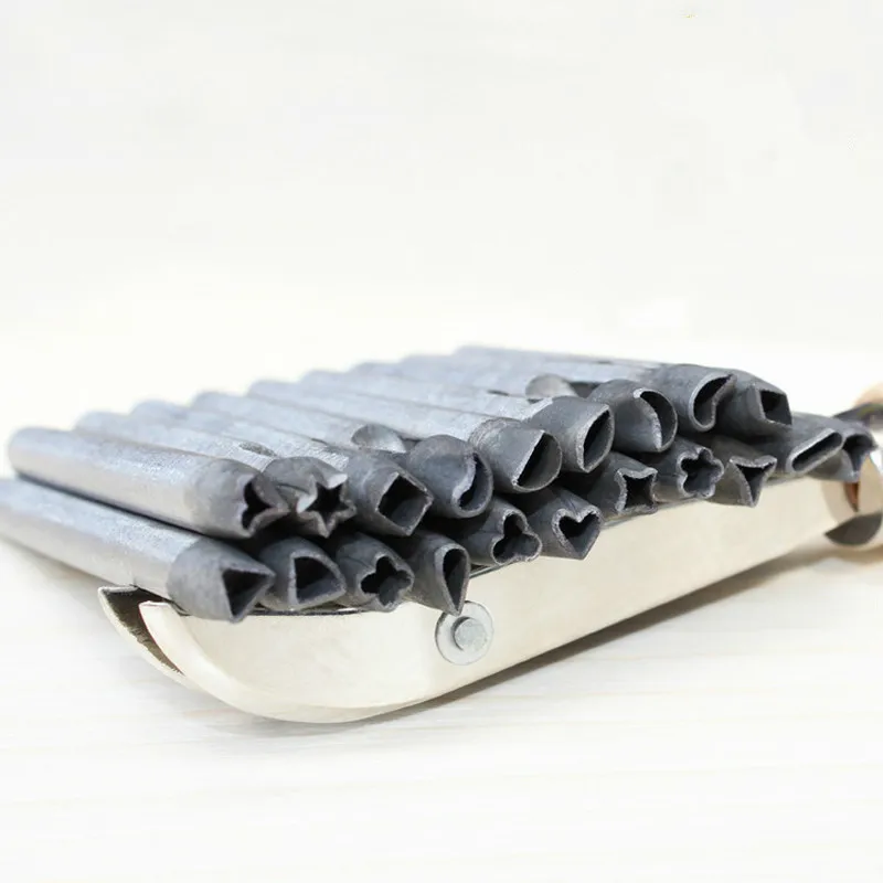 Herramienta de cuero para manualidades, perforadora de cuero con forma de flor, 20 patrones, 5mm-0