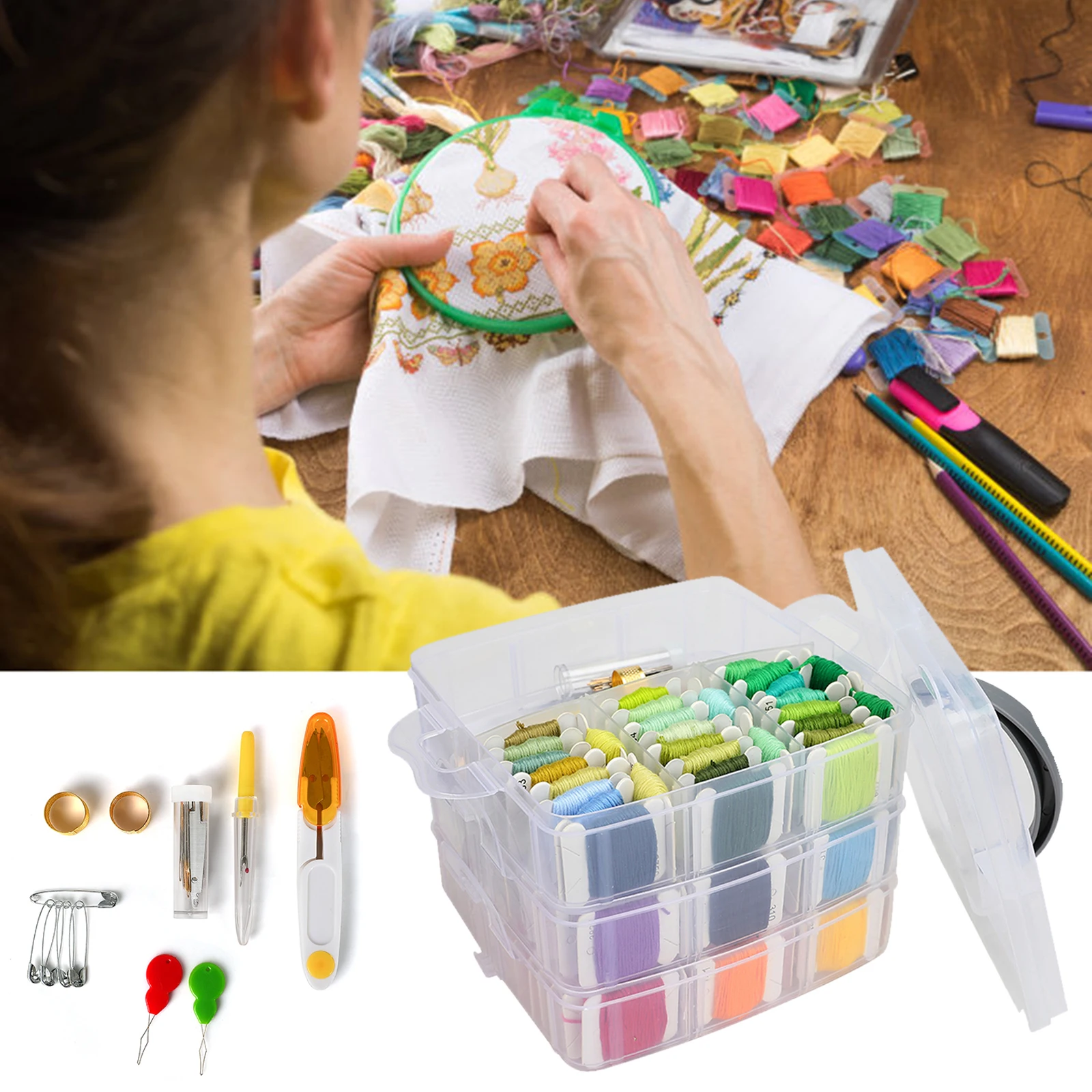 

Embroidery Thread Floss Set Sewing Kits Embroidery storage case Sewing/Knitting Accessories Kit Multi-function Sewing Box Set