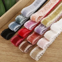 wavy ruffle lace velvet ribbon wrinkles grosgrain edges 50yards diy hair bow knot gift bouquet packaing material clothes sewing