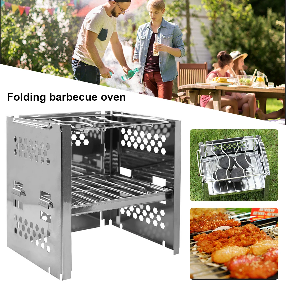 Портативная плита для кемпинга из нержавеющей стали складные дровяные древесные