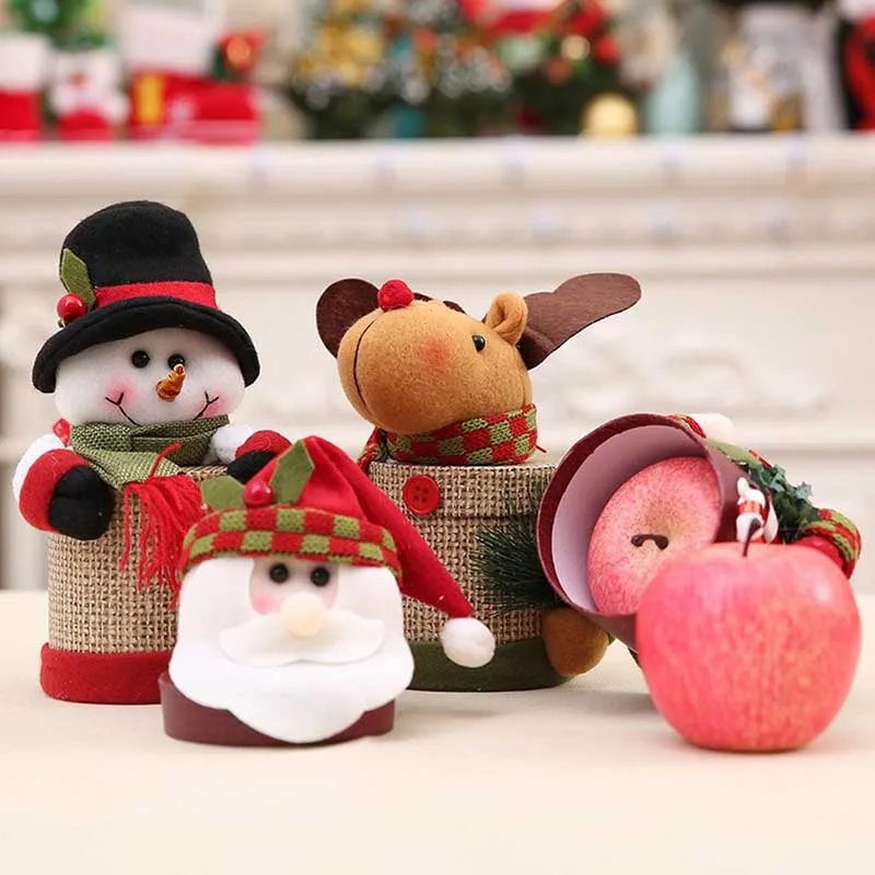 

Merry Christmas Eve Apple Gift Box Bags Candy Box Christmas Party Favor Box Festival Packing Linen Sacks Xmas House Decoration