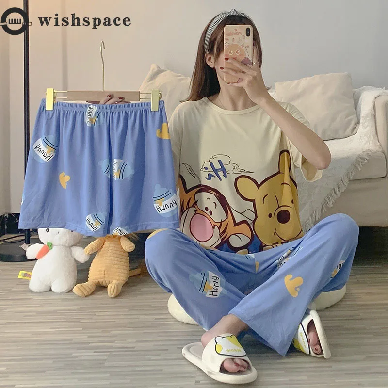 

Pajamas Ms Summer New Short-sleeved Pants, Shorts or Lend Students Relaxed Cute Cartoon Three-piece Household to Take
