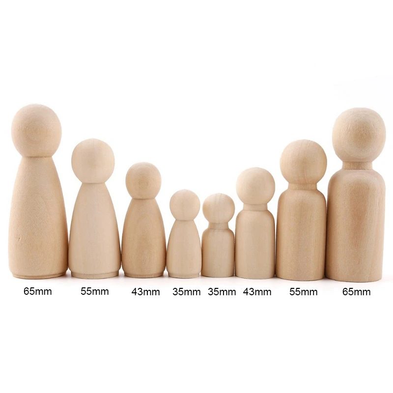 

20Pc Home Deco Natural Maple Girls And Boys Family Unpainted Wood Blanks For Diy Wood Crafts For Baby Toys Wooden Peg Dolls