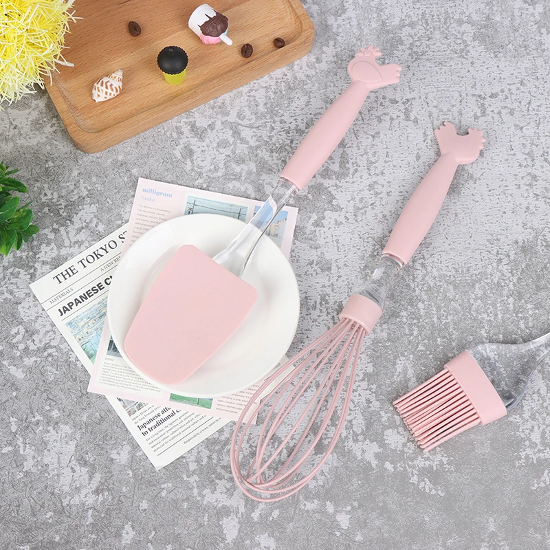 

3Pcs/set Silicone Spatula Brush Whisk Baking Tools Accessories Kitchen Utensils Silicone Mermaid Tail Design