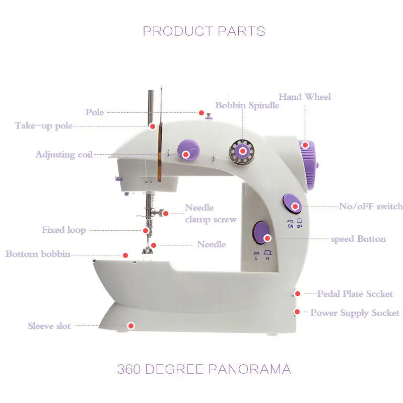 1 шт. мини Ручные педальные Швейные машины двойная скорость нить