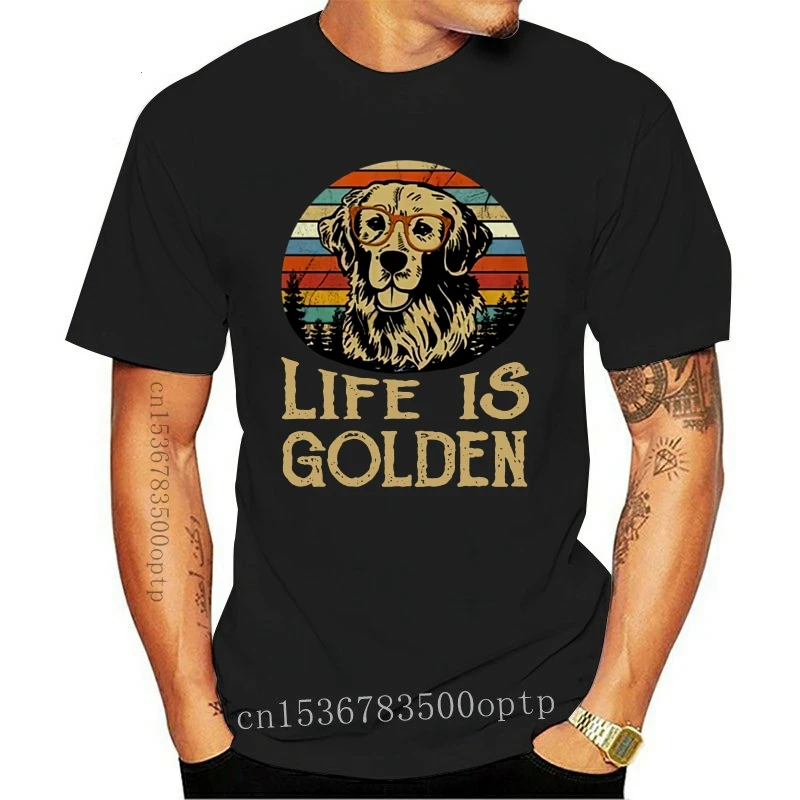 

New Golden Retriever Life Is Golden Vintage Men T Shirt Black Cotton S 4Xl